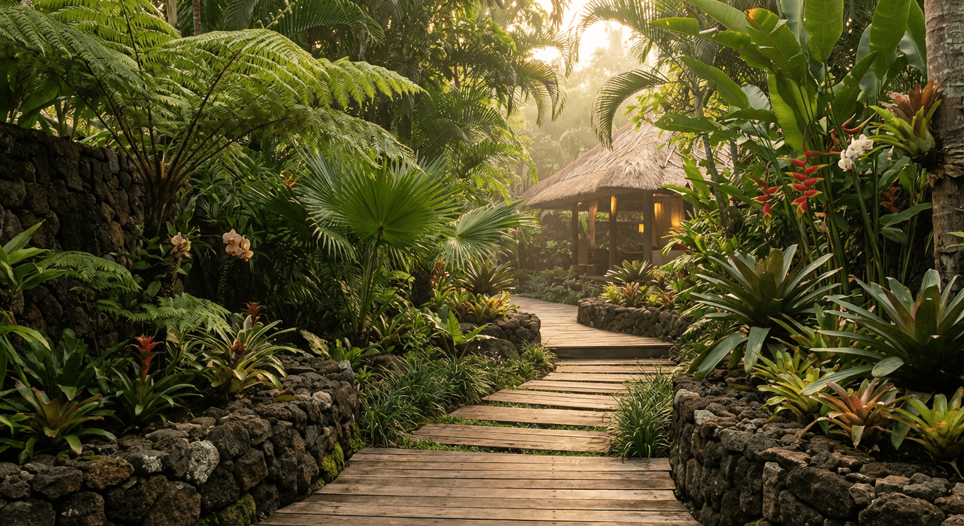 Resort pathway through jungle